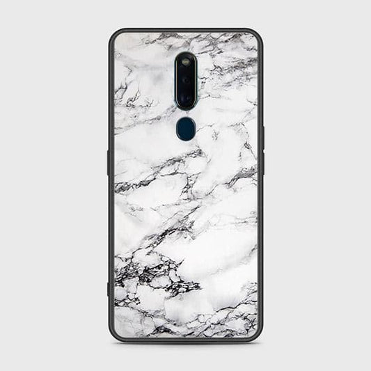 Oppo F11 Pro Cover - White Marble Series - HQ Ultra Shine Premium Infinity Glass Soft Silicon Borders Case