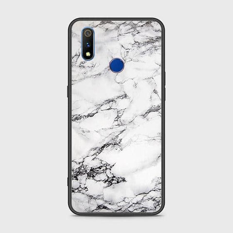 Realme 3i Cover - White Marble Series - HQ Ultra Shine Premium Infinity Glass Soft Silicon Borders Case