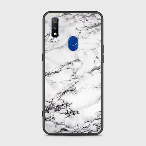 Realme 3 Pro Cover - White Marble Series - HQ Ultra Shine Premium Infinity Glass Soft Silicon Borders Case