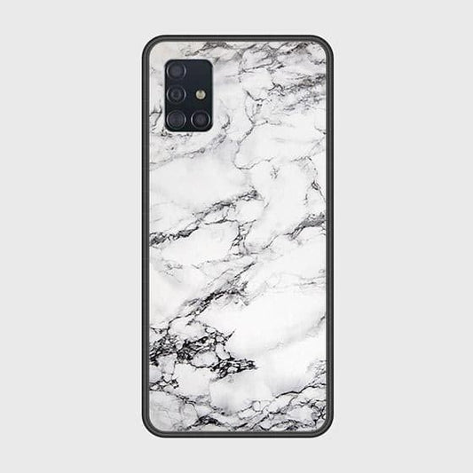 Samsung Galaxy A51 Cover - White Marble Series - HQ Ultra Shine Premium Infinity Glass Soft Silicon Borders Case