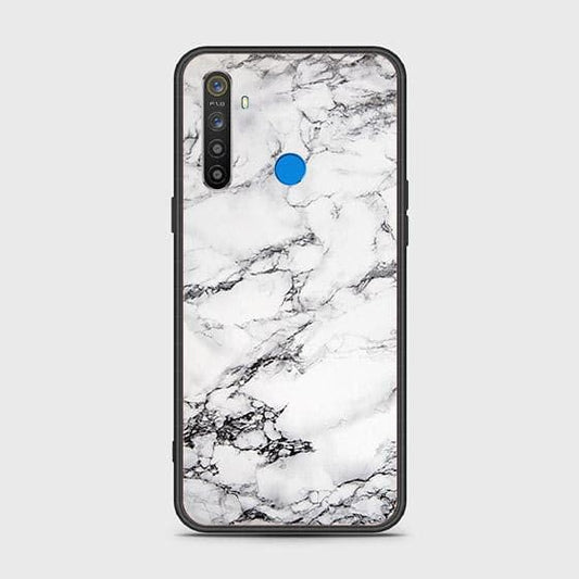 Realme 5 Cover - White Marble Series - HQ Ultra Shine Premium Infinity Glass Soft Silicon Borders Case (Fast Delivery)