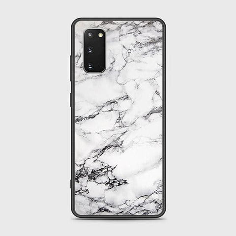 Samsung Galaxy S20 Plus Cover - White Marble Series - HQ Ultra Shine Premium Infinity Glass Soft Silicon Borders Case