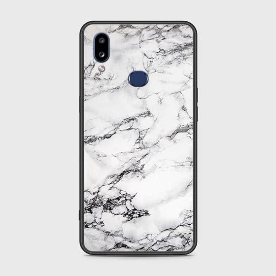 Samsung Galaxy A10s Cover - White Marble Series - HQ Ultra Shine Premium Infinity Glass Soft Silicon Borders Case