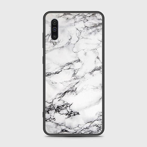 Samsung Galaxy A50 Cover - White Marble Series - HQ Ultra Shine Premium Infinity Glass Soft Silicon Borders Case