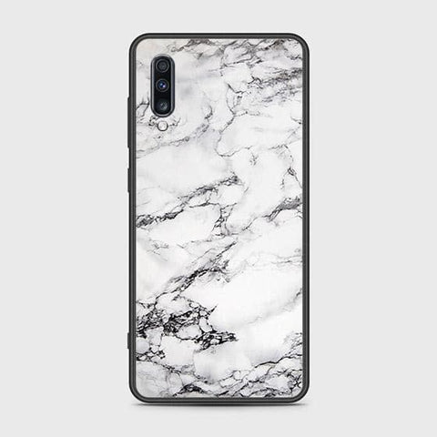 Samsung Galaxy A70 Cover - White Marble Series - HQ Ultra Shine Premium Infinity Glass Soft Silicon Borders Case