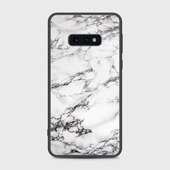 Samsung Galaxy S10e Cover - White Marble Series - HQ Ultra Shine Premium Infinity Glass Soft Silicon Borders Case