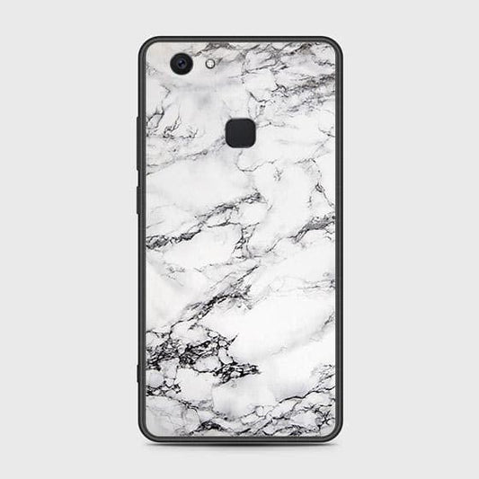 Vivo V7 Plus Cover - White Marble Series - HQ Ultra Shine Premium Infinity Glass Soft Silicon Borders Case