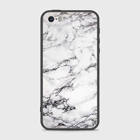 iPhone 5 Cover - White Marble Series - HQ Ultra Shine Premium Infinity Glass Soft Silicon Borders Case