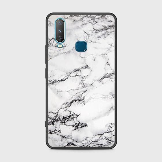 Vivo Y15 Cover - White Marble Series - HQ Ultra Shine Premium Infinity Glass Soft Silicon Borders Case