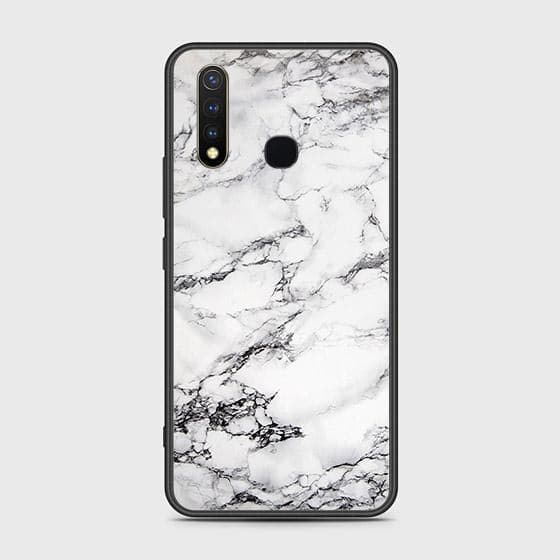 Vivo Y19 Cover - White Marble Series - HQ Ultra Shine Premium Infinity Glass Soft Silicon Borders Case