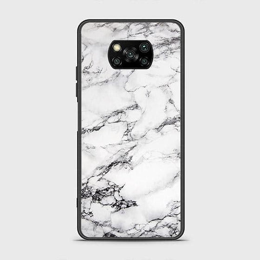 Xiaomi Poco X3 Cover - White Marble Series - HQ Ultra Shine Premium Infinity Glass Soft Silicon Borders Case