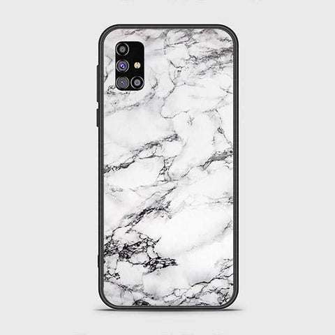 Samsung Galaxy A02s Cover - White Marble Series - HQ Ultra Shine Premium Infinity Glass Soft Silicon Borders Case