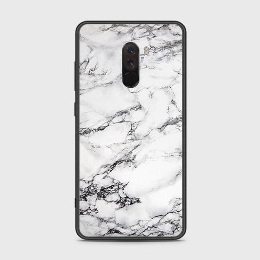 Xiaomi Pocophone F1 Cover - White Marble Series - HQ Ultra Shine Premium Infinity Glass Soft Silicon Borders Case