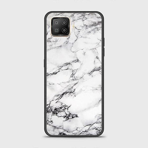 Oppo F17 Cover - White Marble Series - HQ Ultra Shine Premium Infinity Glass Soft Silicon Borders Case