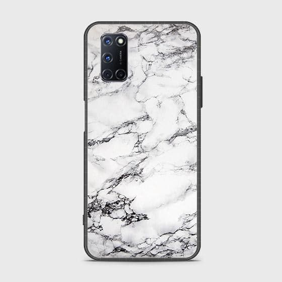 Oppo A92 Cover - White Marble Series - HQ Ultra Shine Premium Infinity Glass Soft Silicon Borders Case