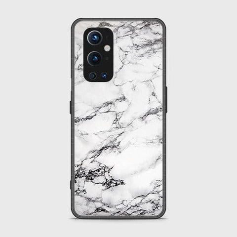 Oneplus 9 Pro Cover - White Marble Series - HQ Ultra Shine Premium Infinity Glass Soft Silicon Borders Case