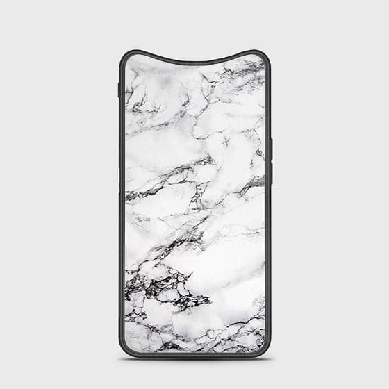 Oppo Find X Cover - White Marble Series - HQ Ultra Shine Premium Infinity Glass Soft Silicon Borders Case