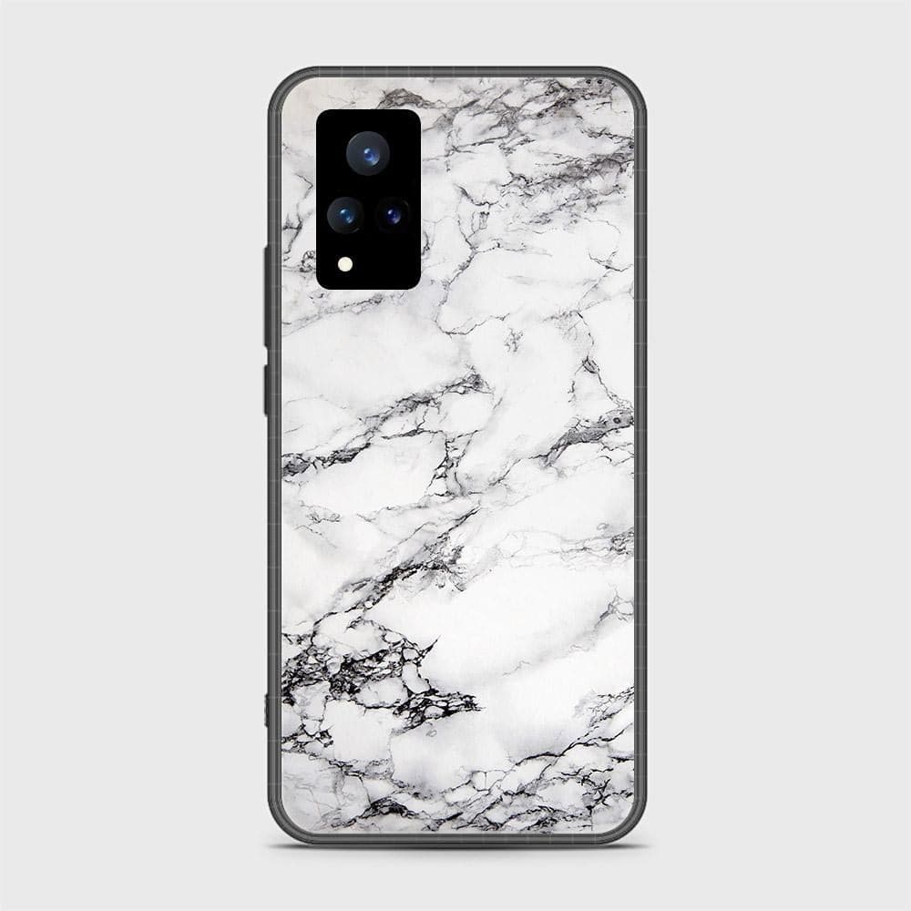 Vivo V21 Cover - White Marble Series - HQ Ultra Shine Premium Infinity Glass Soft Silicon Borders Case