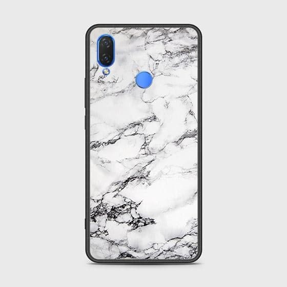 Honor 8C Cover - White Marble Series - HQ Ultra Shine Premium Infinity Glass Soft Silicon Borders Case