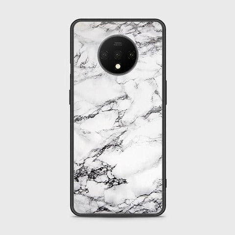 OnePlus 7T Cover - White Marble Series - HQ Ultra Shine Premium Infinity Glass Soft Silicon Borders Case