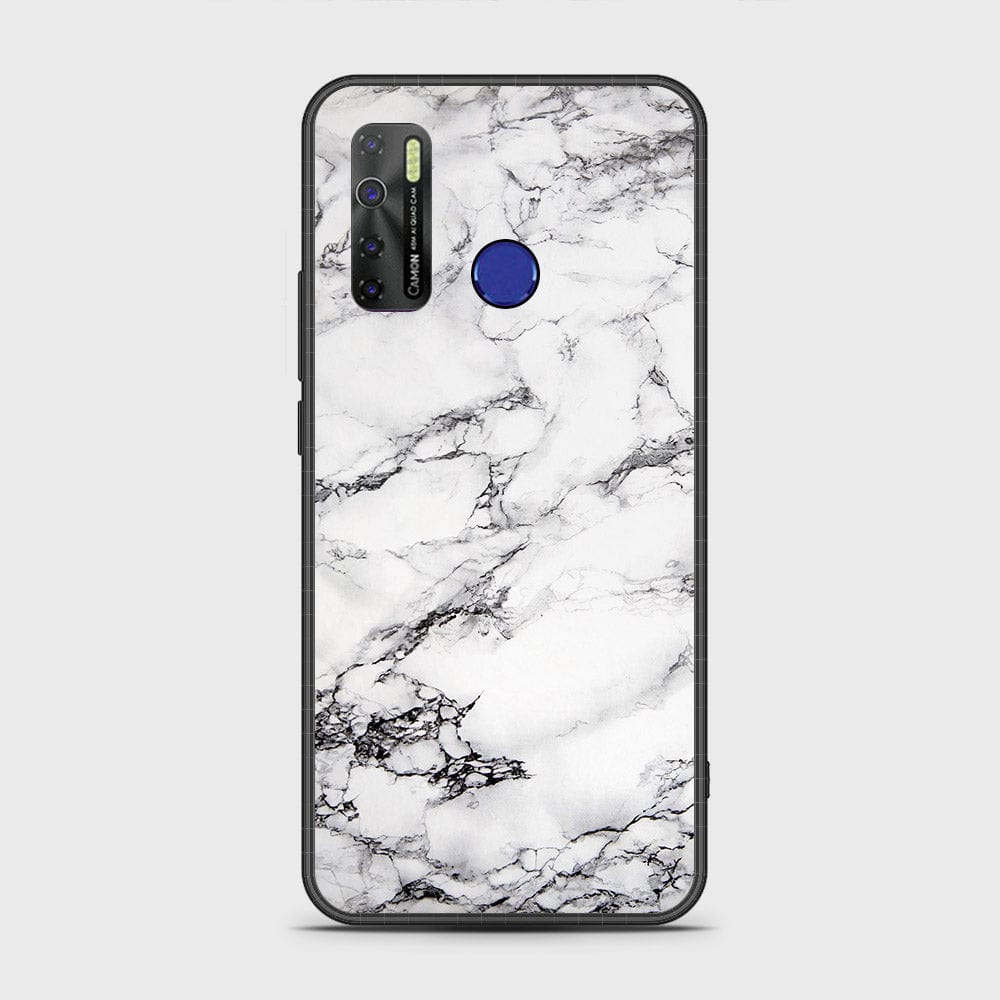 Infinix Hot 9 Pro Cover- White Marble Series - HQ Ultra Shine Premium Infinity Glass Soft Silicon Borders Case