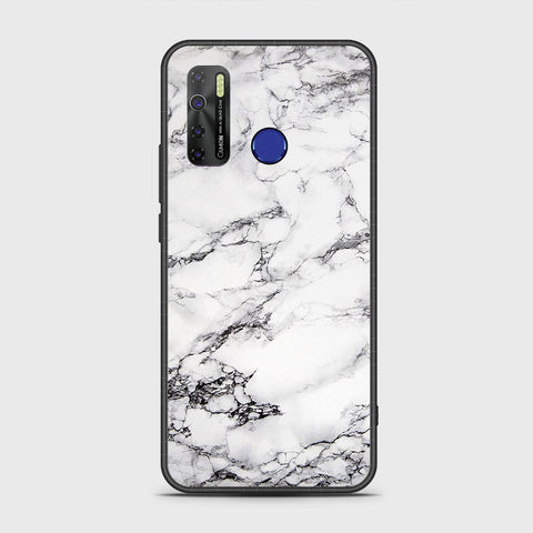 Tecno Camon 15 Cover- White Marble Series - HQ Ultra Shine Premium Infinity Glass Soft Silicon Borders Case