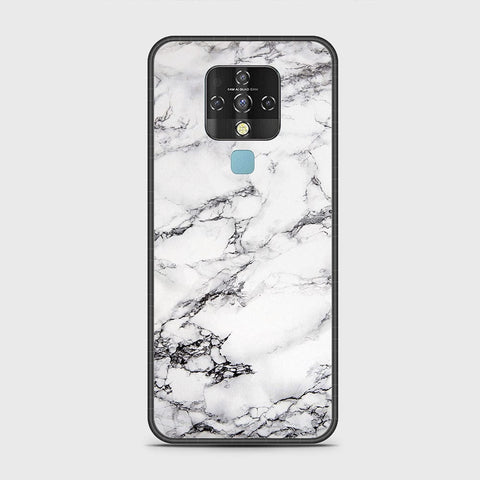 Tecno Camon 16 Cover - White Marble Series - HQ Ultra Shine Premium Infinity Glass Soft Silicon Borders Case