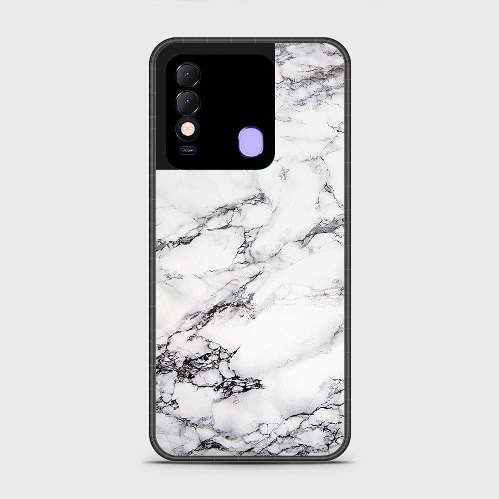 Tecno Spark 8 Cover- White Marble Series - HQ Ultra Shine Premium Infinity Glass Soft Silicon Borders Case