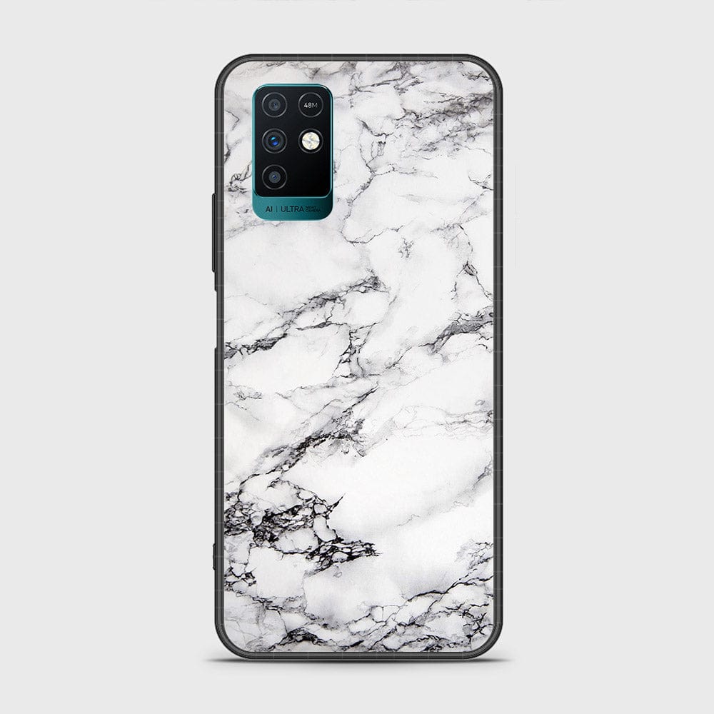 Infinix Note 10 Cover- White Marble Series - HQ Ultra Shine Premium Infinity Glass Soft Silicon Borders Case