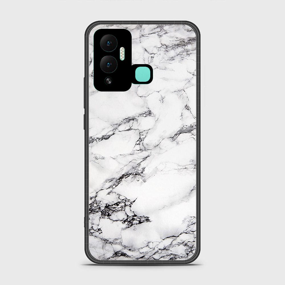 Infinix Hot 12i Cover- White Marble Series - HQ Ultra Shine Premium Infinity Glass Soft Silicon Borders Case