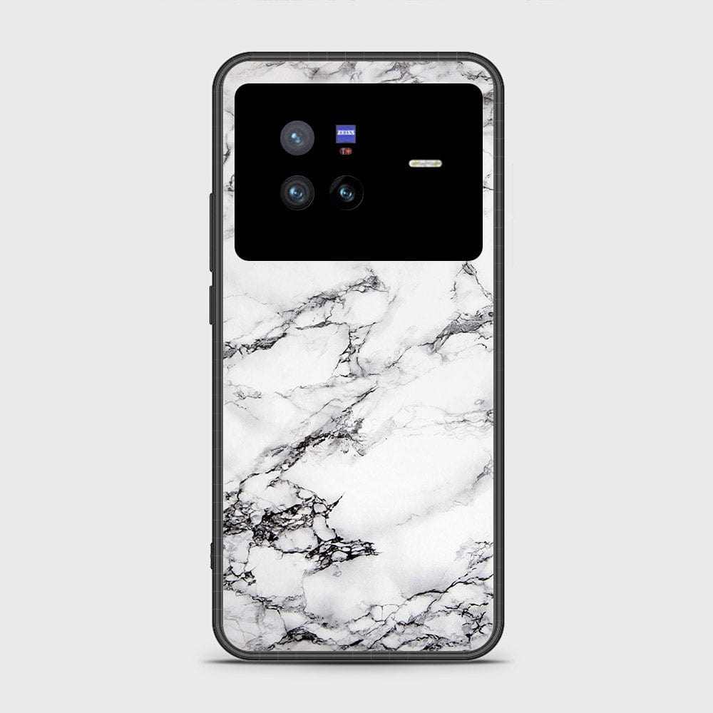 Vivo X80 Cover- White Marble Series - HQ Ultra Shine Premium Infinity Glass Soft Silicon Borders Case