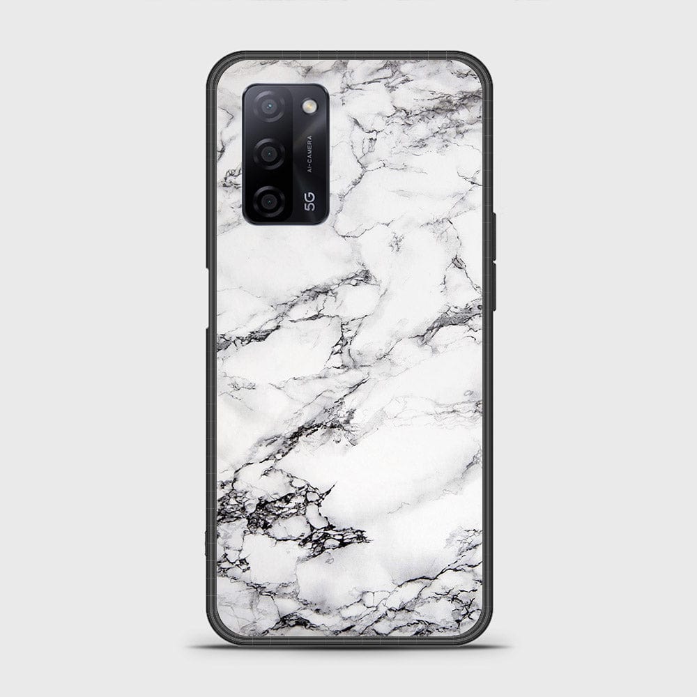 Oppo A55 5G Cover- White Marble Series - HQ Ultra Shine Premium Infinity Glass Soft Silicon Borders Case