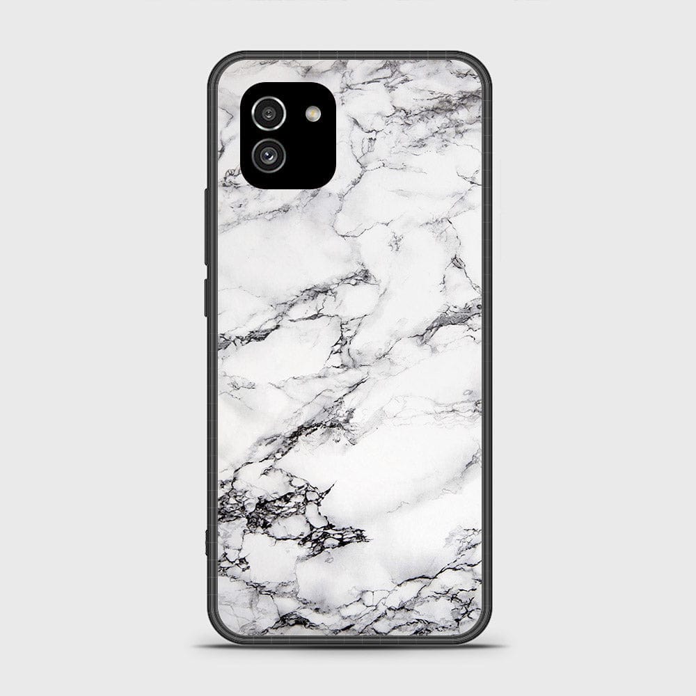 Samsung Galaxy A03 Cover- White Marble Series - HQ Ultra Shine Premium Infinity Glass Soft Silicon Borders Case