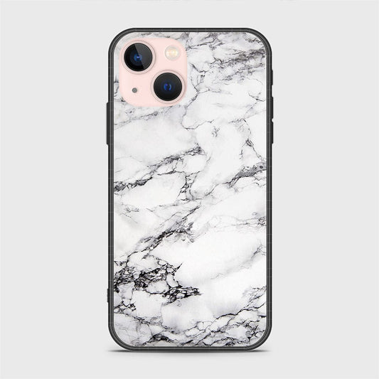 iPhone 14 Plus Cover- White Marble Series - HQ Ultra Shine Premium Infinity Glass Soft Silicon Borders Case