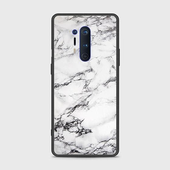 OnePlus 8 Pro Cover - White Marble Series - HQ Ultra Shine Premium Infinity Glass Soft Silicon Borders Case