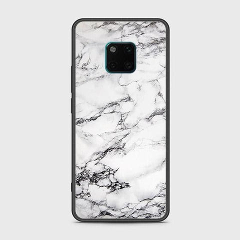 Huawei Mate 20 Pro Cover - White Marble Series - HQ Ultra Shine Premium Infinity Glass Soft Silicon Borders Case