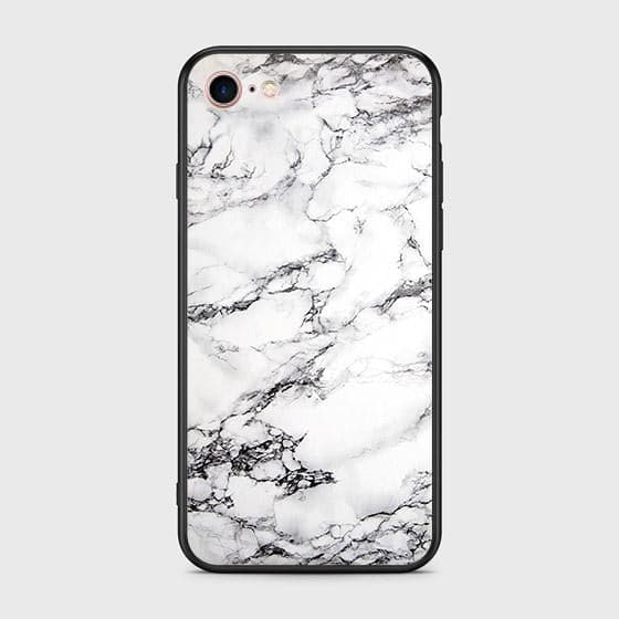 iPhone 8 / 7 Cover - White Marble Series - HQ Ultra Shine Premium Infinity Glass Soft Silicon Borders Case