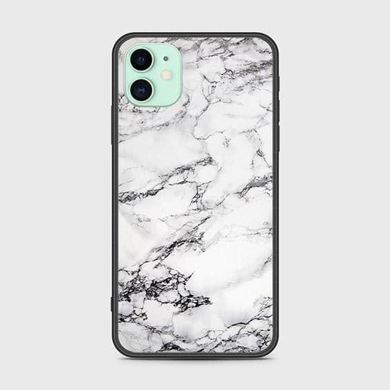 iPhone 11 Cover - White Marble Series - HQ Ultra Shine Premium Infinity Glass Soft Silicon Borders Case