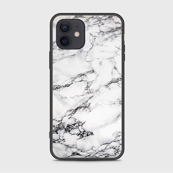 iPhone 12 Mini Cover - White Marble Series - HQ Ultra Shine Premium Infinity Glass Soft Silicon Borders Case