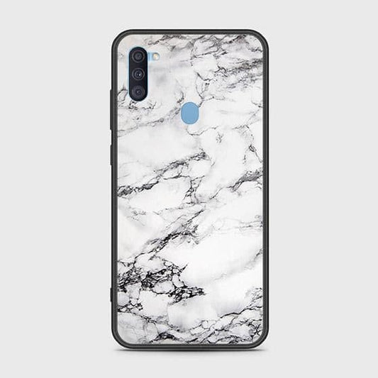 Samsung Galaxy A11 Cover - White Marble Series - HQ Ultra Shine Premium Infinity Glass Soft Silicon Borders Case