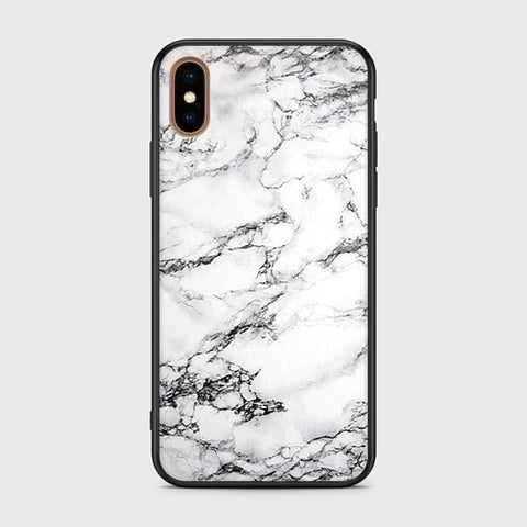 iPhone X Cover - White Marble Series - HQ Ultra Shine Premium Infinity Glass Soft Silicon Borders Case