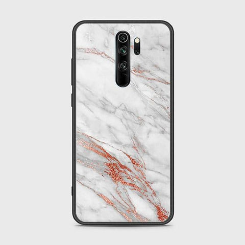 Xiaomi Redmi Note 8 Pro Cover - White Marble Series - HQ Ultra Shine Premium Infinity Glass Soft Silicon Borders Case