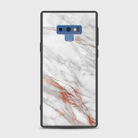 Samsung Galaxy Note 9 Cover - White Marble Series - HQ Ultra Shine Premium Infinity Glass Soft Silicon Borders Case