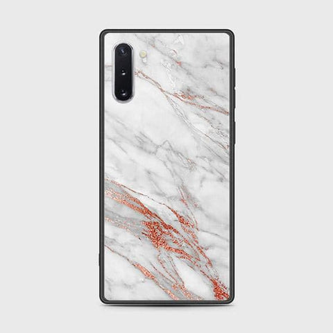 Samsung Galaxy Note 10 Cover - White Marble Series - HQ Ultra Shine Premium Infinity Glass Soft Silicon Borders Case