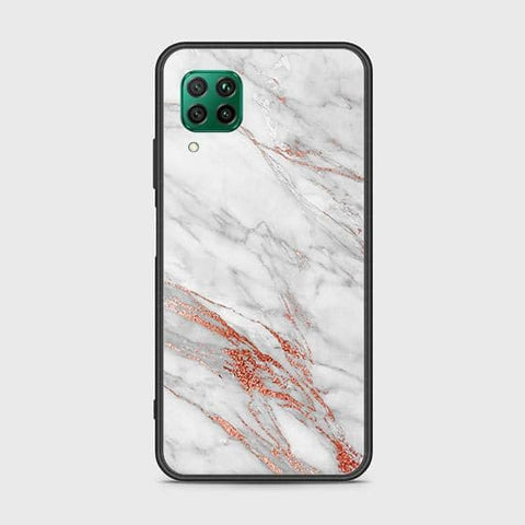 Huawei P40 Lite Cover - White Marble Series - HQ Ultra Shine Premium Infinity Glass Soft Silicon Borders Case