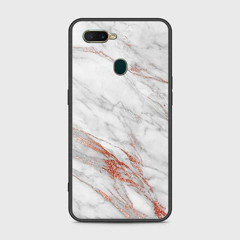 Oppo A5s Cover - White Marble Series - HQ Ultra Shine Premium Infinity Glass Soft Silicon Borders Case