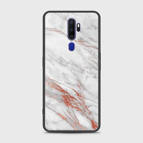 Oppo A9 2020 Cover - White Marble Series - HQ Ultra Shine Premium Infinity Glass Soft Silicon Borders Case