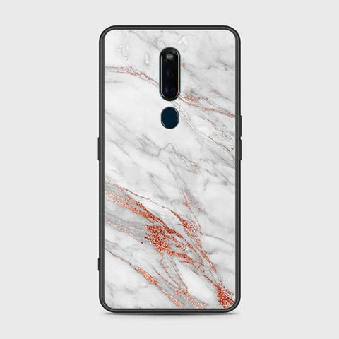 Oppo F11 Pro Cover - White Marble Series - HQ Ultra Shine Premium Infinity Glass Soft Silicon Borders Case