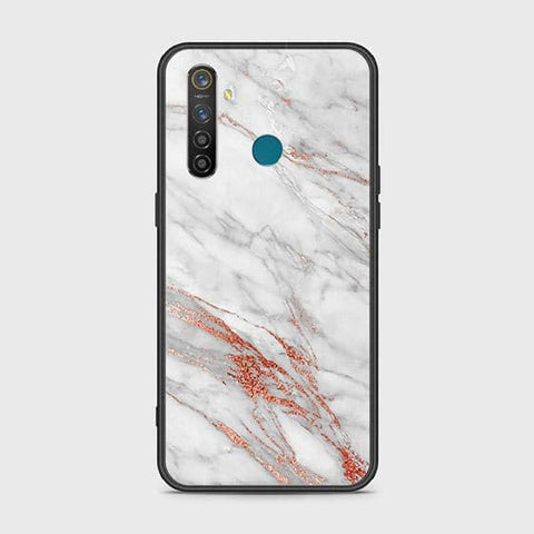 Realme 5 Pro Cover - White Marble Series - HQ Ultra Shine Premium Infinity Glass Soft Silicon Borders Case