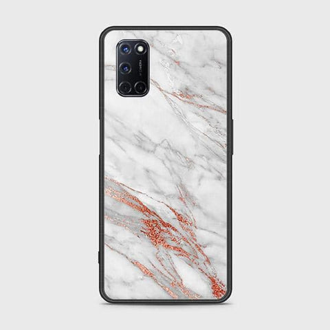 Oppo A52 Cover - White Marble Series - HQ Ultra Shine Premium Infinity Glass Soft Silicon Borders Case